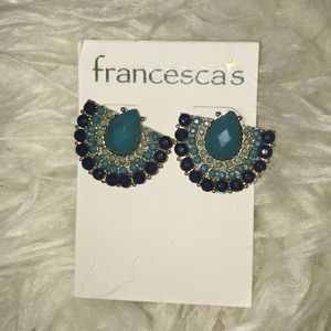 Blue, green, and turquoise earrings